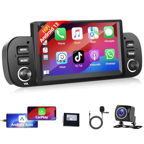 Podofo Autoradio für FIAT Panda 2013-2020 mit Kabelloses Apple Carplay Android Auto Bluetooth Bildschirm,Android 11 Multimedia Player mit GPS/WiFi/RDS/FM/SWC/USB+AHD/CVBS Rückfahrkamera+Mikrofon von podofo