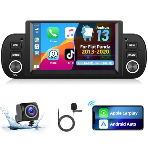 Podofo Autoradio für FIAT Panda 2013-2020 mit Wireless Apple CarPlay Android Auto, 6,2 Zoll Bildschirm Android 11 Autoradio mit GPS Navi, HiFi, WiFi, RDS/FM Radio SWC + AHD Rückfahrkamera & Mic von podofo