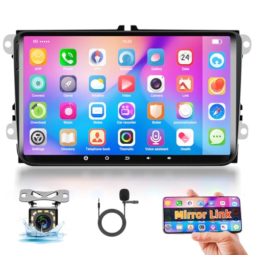 Podofo Autoradio für VW Golf 5 6 Touran Polo Touran Radio mit GPS Navi 1+32G 7 Zoll Android Car Radio mit Bildschirm mit Bluetooth, WiFi,FM/RDS, Mirror Link für Android/IOS + Rückfahrkamera von podofo