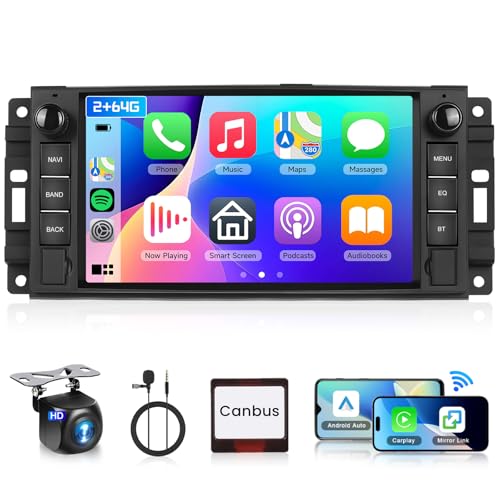 Podofo Carplay Autoradio für Chrysler/Jeep/Dodge/Chevrolet, 7 Zoll Touchscreen Android 13 2G+64G Wireless Carplay&Android Auto Mirror Link EQ Bluetooth GPS FM/RDS WiFi Podofo Carplay Autoradio für Chrysler/Jeep/Dodge/Chevrolet, 7 Zoll Touchscreen Android 13 2G+64G Wireless Carplay&Android Auto Mirror Link EQ Bluetooth GPS FM/RDS WiFi von podofo