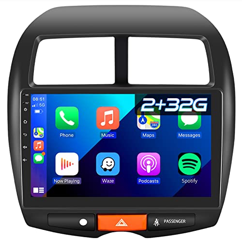 Podofo Carplay Autoradio für Mitsubishi ASX 1/Peugeot 4008/Citroen C4, Android 2G+32G HiFi, 10" Touchscreen Android Auto GPS Navi WiFi Bluetooth FM RDS Radio USB Auto-Stereo-Player von podofo