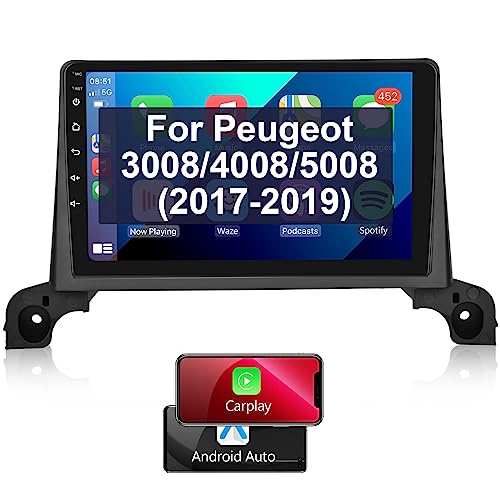 Podofo Carplay Autoradio für Peugeot 5008/4008/3008 2017-2020,Android 2G+32G HiFi, Android Auto GPS 9" Touchscreen WiFi Bluetooth FM RDS Radio USB Auto Navi Player für Seat Leon von podofo