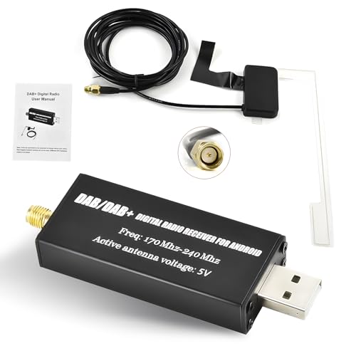 Podofo DAB/DAB+ Adapter Digital Radio Receiver Adapter DAB+ Radio Tuner Receiver mit Antenne + SMA Antennenschnittstelle + USB 2.0 für Dongle Universal DAB Modul für Android Autoradio mit DAB APP von podofo