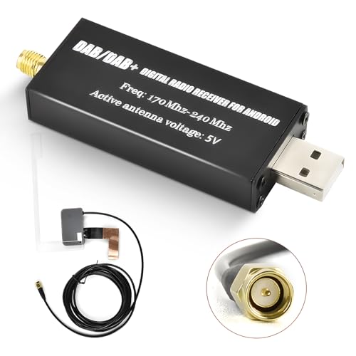 Podofo DAB/DAB+ Digitaler Radioempfängeradapter DAB+ Radio Tuner Empfänger mit Antenne+SMA Glass Antenne Set+USB 2,0 für Dongle Universelles DAB-Modul für Android Autoradio von podofo