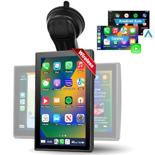 Podofo Carplay Android Auto Display, 7 Zoll Autoradio Kabelloses Car Play Bildschirm, Tragbares Car Tablet mit GPS Navigation Googlee&Siri Assistant Bluetooth Mirror Link AUX FM-Transmitter Airplay Podofo Carplay Android Auto Display, 7 Zoll Autoradio Kabelloses Car Play Bildschirm, Tragbares Car Tablet mit GPS Navigation Googlee&Siri Assistant Bluetooth Mirror Link AUX FM-Transmitter Airplay von podofo