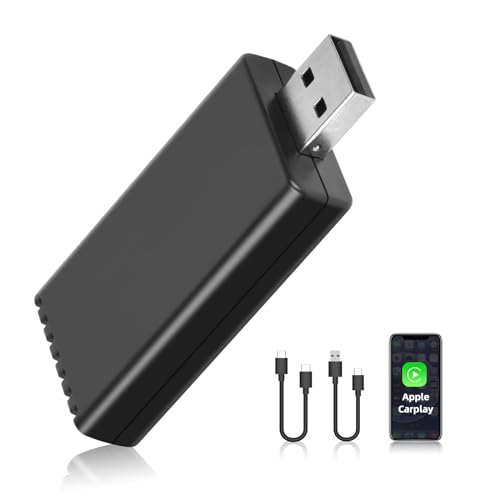 Podofo Wireless A-pple CarPlay Adapter，Konvertieren Werkseitig Verkabeltem CarPlay zu Wireless，A-pple Carplay Stick Plug & Play für Autoradio Wired to Wirreless USB Adapter für iOS 10+ von podofo