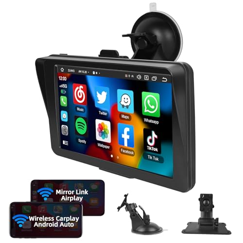 Podofo Wireless Apple Carplay Android Auto Tragbares Autoradio 7 Zoll HD Touchscreen Auto Stereo Radio mit Bluetooth, UKW-Übertragung, Apple Airplay, Spiegel-Link von podofo