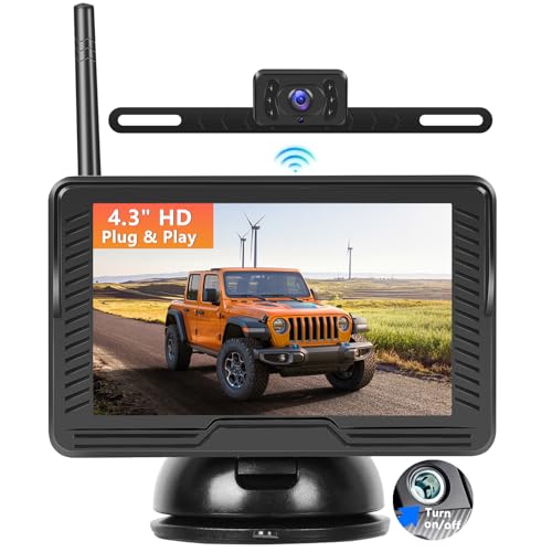 Podofo Wireless Rückfahrkamera Auto mit Monitor Kit mit 4.3'' IPS Rückansicht Bildschirm wasserdichte Rückfahrkamera Autoladegerät für Truck Bus RV Bagger Anhänger von podofo