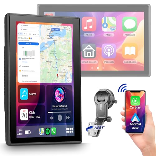 Podofo 7'' Carplay Diaplay mit Carplay Android Auto,Orizontaler und Vertikaler Bildschirm,Bluetooth/AUX/FM Transmitter Portable Autoradio Android Auto Display mit Navigation, Sprachsteuerung,DC7-32V Podofo 7'' Carplay Diaplay mit Carplay Android Auto,Orizontaler und Vertikaler Bildschirm,Bluetooth/AUX/FM Transmitter Portable Autoradio Android Auto Display mit Navigation, Sprachsteuerung,DC7-32V von podofo