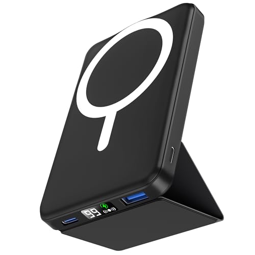 Podoru for Magsafe Powerbank,10000mAh Powerbank iPhone,Faltbarer magnetische powerbank PD 22.5W Schnellladen mit LED Display Kompatibel mit Mag-Safe für iPhone 16/15/14/13/12 Pro Max/Pro/Plus/Mini von podoru