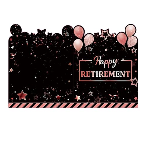 Dekorationen zur Ruhestandsfeier, goldene Karte, Nachricht, Gedenkstern-Ballon-Muster, riesige Party, glücklich mit Roségold von pofluany