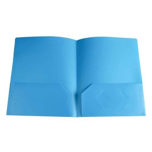 Kratzfeste Dokumentenhalter, mehrfarbig, Kunststoff-Ordner mit 2 Fächern, Visitenkartenschlitz, robustes Schulprüfungspapier, Blau von pofluany