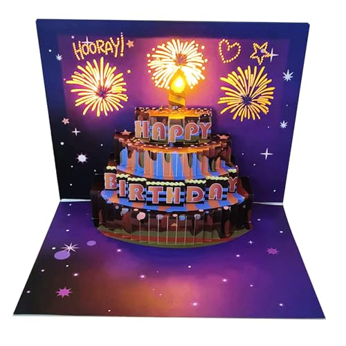 Personalisierte Geburtstagskarte, musikalische Geburtstagskarte, 3D-Fly-Out-Geburtstagskarte mit Lichtmusik, interaktive Grußkarte für Happy Birthday Celebration B von pofluany
