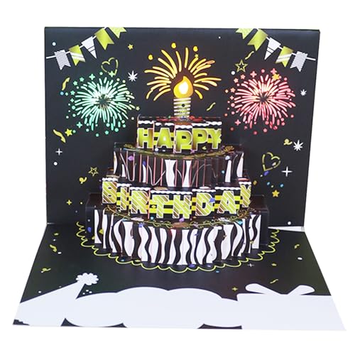 Personalisierte Geburtstagskarte, musikalische Geburtstagskarte, 3D-Fly-Out-Geburtstagskarte mit Lichtmusik, interaktive Grußkarte für Happy Birthday Celebration C von pofluany