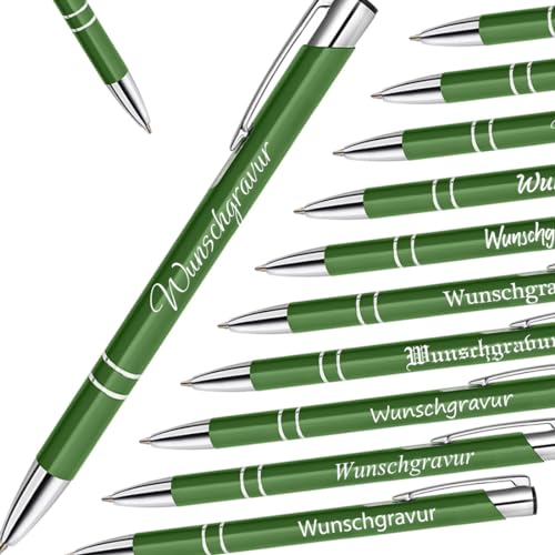 polar-effekt 1 Metall Kugelschreiber mit Gravur - Stift mit Namen - Geschenke zum Geburtstag und Weihnachten - für Kinder und Erwachsene - Farbe grün von polar-effekt