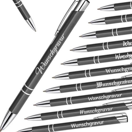 polar-effekt 1 Stück Metall Kugelschreiber mit Gravur in Grau - Druckkugelschreiber blauschreibend - Werbekugelschreiber Mitbringsel Stift mit Name polar-effekt 1 Stück Metall Kugelschreiber mit Gravur in Grau - Druckkugelschreiber blauschreibend - Werbekugelschreiber Mitbringsel Stift mit Name von polar-effekt