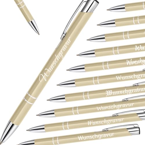 polar-effekt 1 goldener Kugelschreiber mit Gravur - Stift aus Metall mit Namen - für Schule, Unversität, Büro und Home Office - blaue Schreibmine von polar-effekt