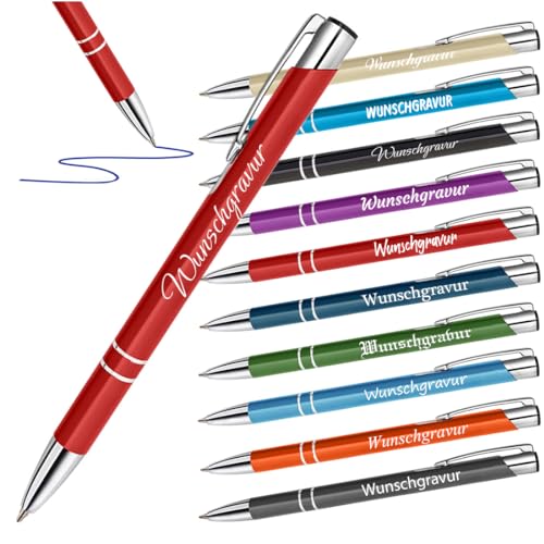 polar-effekt 50 Stück Metall Kugelschreiber Rot mit Gravur - personalisierte Geschenke - rutschfester Griff für weiches Schreiben - Großraummine blauschreibend polar-effekt 50 Stück Metall Kugelschreiber Rot mit Gravur - personalisierte Geschenke - rutschfester Griff für weiches Schreiben - Großraummine blauschreibend von polar-effekt