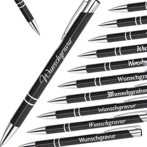 polar-effekt Metall Kugelschreiber 1 Stück mit Gravur - personalisierter Stift in Schwarz - Mitbringsel Geschenke - Druckkugelschreiber ergonomisches Design - blaue Schreibmine polar-effekt Metall Kugelschreiber 1 Stück mit Gravur - personalisierter Stift in Schwarz - Mitbringsel Geschenke - Druckkugelschreiber ergonomisches Design - blaue Schreibmine von polar-effekt
