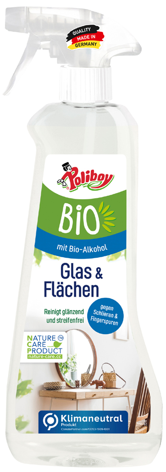 Poliboy Bio Glas & Flächen Reiniger, 500 ml Sprühflasche von poliboy