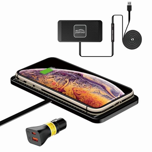 Polmxs Kabelloses Auto Ladegerät,DIY 15W Wireless Charger Auto,rutschfest Kabelloses Ladepad mit QC 3.0 Autoladegerät Kompatibel mit iPhone 14 13 12 11 Pro Max Samsung S22 S21 S20 AirPods(1M Kabel) von polmxs