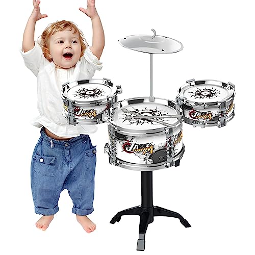 Schlagzeug für Kinder, Kinder-Schlagzeug, Stützrahmendesign für Junior-Trommelsets mit Fußstütze. Erlernen Sie das Spielen und Beherrschen von Trommelfähigkeiten für Kindertagesstätten, Pologmase von pologmase