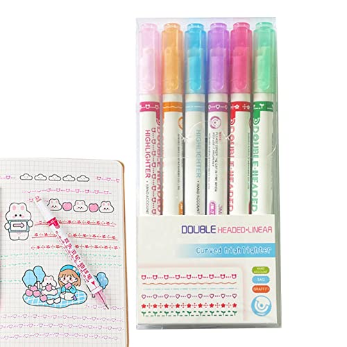 pologmase Curve Textmarker-Set | Dual-Purpose Creative Journaling Art Curve Highlighter Markers | Coole Kurvenstifte für Teenager, Kinder, die Journaling zeichnen, Scrapbook-Kunst schreiben pologmase Curve Textmarker-Set | Dual-Purpose Creative Journaling Art Curve Highlighter Markers | Coole Kurvenstifte für Teenager, Kinder, die Journaling zeichnen, Scrapbook-Kunst schreiben von pologmase