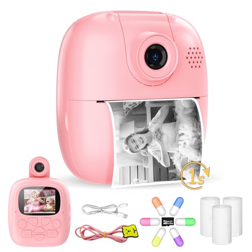Kinderkamera mit Druckfunktion, Sofortbildkamera Kinder, Digitalkamera Kinder mit 3 Rollen Druckpapier & 32GB TF Karte, Weihnachten Geschenk für Kinder 3-14 Jahren, 1080P, Farbigen Stiften Kinderkamera mit Druckfunktion, Sofortbildkamera Kinder, Digitalkamera Kinder mit 3 Rollen Druckpapier & 32GB TF Karte, Weihnachten Geschenk für Kinder 3-14 Jahren, 1080P, Farbigen Stiften von ponoseu
