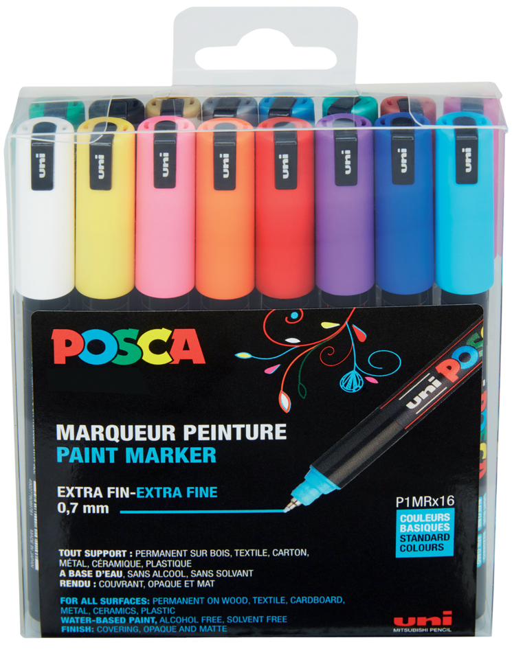 POSCA Pigmentmarker PC-1MR, 16er Box, farbig sortiert von posca