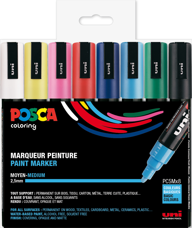 POSCA Pigmentmarker PC-5M, 8er Box, Standard von posca
