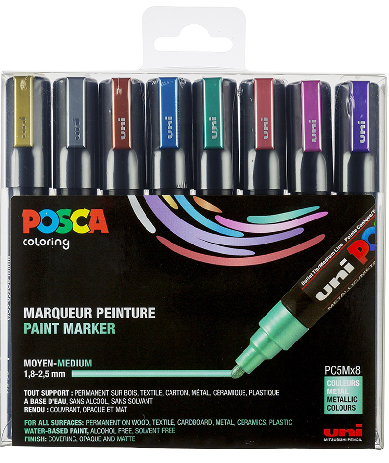 POSCA Pigmentmarker PC-5M, 8er Box, farbig sortiert von posca