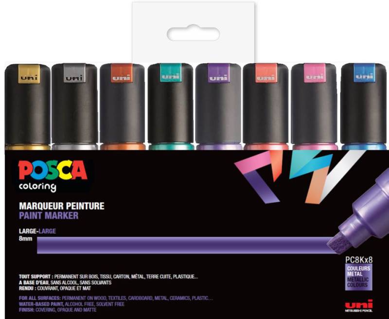 POSCA Pigmentmarker PC-8K, 8er Box, farbig sortiert von posca