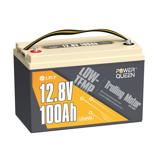 Power Queen 12V 100Ah LiFePO4 Batterie mit 100A BMS Low Temperature Schutz, Grade A Lithium Batteriezellen mit 4000+ Zyklen, 1280Wh Lithium Akku für Trolling Motor, Wohnmobil, Solar, Boot, Off Grid. von power queen