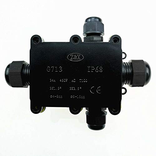 power tool-POWERTOOL IP68 wasserdichte Anschlussdose 2 STÜCKE, Elektrische Anschlussdose Wasserdichter Kabelverbinder für Außenbeleuchtung Außenanschlussdose Schwarz (4Way-A) von power tool