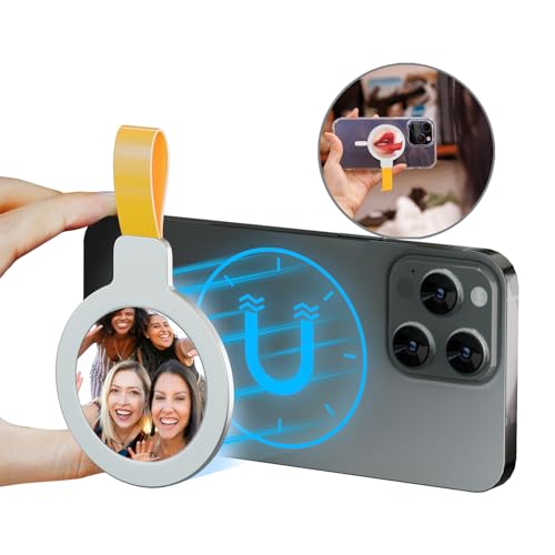 POWERLAND Magnetischer Handy-Selfie-Spiegel für iPhone 16 15 14 13 Pro Max Plus MAGNETISCH Hüllen, Selfie Monitor Bildschirm Spiegel, konvexer Weitwinkelspiegel für Vlogging/Videoaufnahmen von powerland