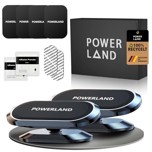powerland 2 Pack Magnetische Handyhalterung Auto Armaturenbrett [2025 Upgraded] Starke 8X N52 Magnete, Eine Sekunde setzen 360° Rotation Handyhalter Auto Magnet Kompatibel mit Allen Smartphones von powerland