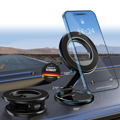 powerland Handyhalterung Auto für Magnetisch Autohalterung, [44x N52 Magnet] Magnetisch Handyhalter Auto, 360° Drehbar KFZ-Handyhalterung für iPhone 16/15/14/13/12 Series Magnetisch Hülle von powerland