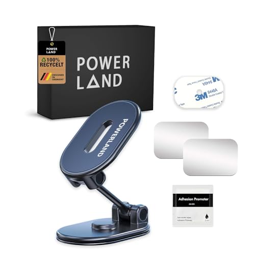 powerland Magnet Autohalterung Handy 【Legierung Klappbarer Magnet Handyhalterung fürs Auto】 Universale 360° Magnetische Handyhalterung Auto Kompatibel mit iPhone Samsung Alle Smartphones von powerland