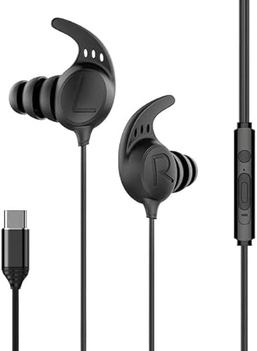 USB C Kopfhörer Earbuds, in-Ear Typ C Schlaf-Ohrhörer mit Mikrofon aus weichem Silikon Kompatibel mit iPhone 15 Samsung Galaxy S23 S22 Ultra A54 A53 S20,Pixel 7 6 5,iPad Pro Air 5/4/Mini 6 (Typ-c) von poyoelf