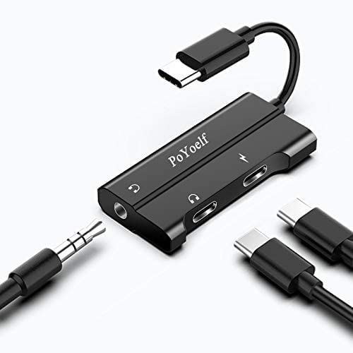 poyoelf USB-C-Kopfhörer-Adapter und Ladegerät, 3-in-1 USB C auf 3,5 mm Audio-Adapter mit PD-Schnellladung, kompatibel mit Galaxy S21/S20/Note20, iPad Pro/Air, Pixel von poyoelf