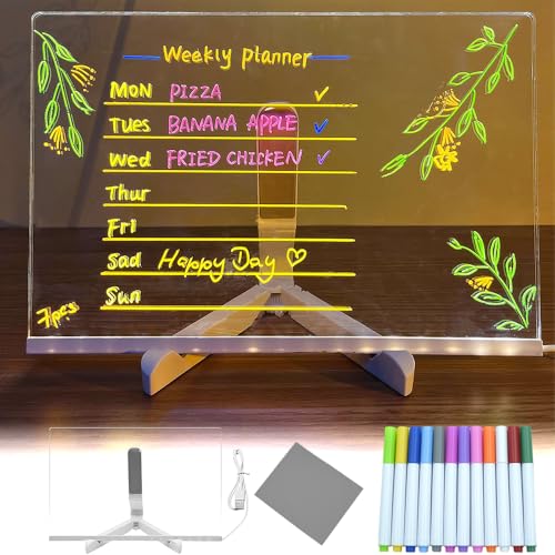 Praclife LED-Notiztafel mit Stift in 12 Farben, 30 x 20 cm, Acryl, leuchtend, Zeichenbrett, Schreibtafel für Schule, Büro, Café, Zuhause, Geschenk für Kinder Praclife LED-Notiztafel mit Stift in 12 Farben, 30 x 20 cm, Acryl, leuchtend, Zeichenbrett, Schreibtafel für Schule, Büro, Café, Zuhause, Geschenk für Kinder von praclife