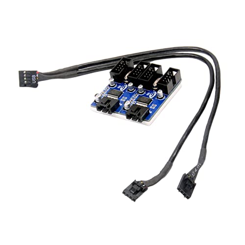 predolo 9-poliger USB-Header-Adapter Interner USB-Hub Motherboard USB-Splitter für RGB-Leuchten, 1 bis 4 Kabel von predolo