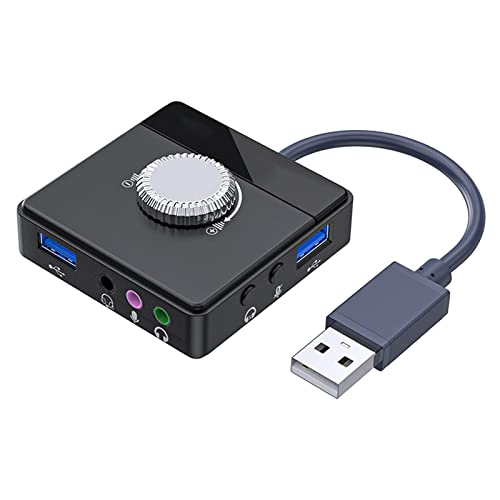 predolo Externe USB-Soundkarte 3 Ports auf 3,5-mm-Klinke Professionelle Systeme für Mikrofon von predolo