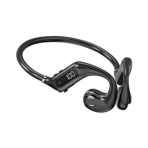 predolo Open-Ear-Kopfhörer, kabellose Kopfhörer, LED-Display-Stereo mit Mikrofon, schweißfestes V5.3-Sport-Headset, Sport-Kopfhörer zum Laufen, Training, Schwarz von predolo