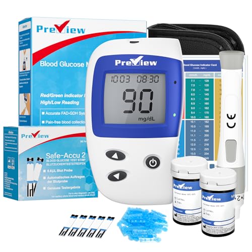 Preview Blutzuckermessgerät Zuckermessgerät mit Teststreifen Glucometer mit Speicherfunktion für bis zu 200 Messwerte für Blutzuckerkontrolle Blood Sugar Monitor für Zuhause und unterwegs (mg/dL) Preview Blutzuckermessgerät Zuckermessgerät mit Teststreifen Glucometer mit Speicherfunktion für bis zu 200 Messwerte für Blutzuckerkontrolle Blood Sugar Monitor für Zuhause und unterwegs (mg/dL) von preview