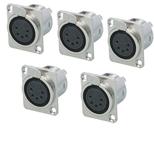 priaolker 5 Pin XLR Female Socket Metall Panel Mount Chassis Mikrofon Audio Jack D-Type Connector Adapter 5 Stück priaolker 5 Pin XLR Female Socket Metall Panel Mount Chassis Mikrofon Audio Jack D-Type Connector Adapter 5 Stück von priaolker