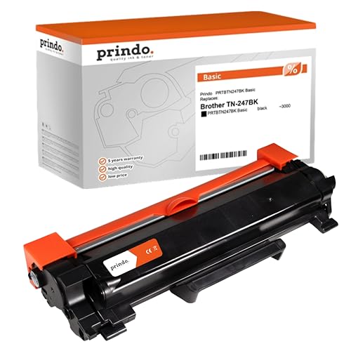 prindo TN-247BK Basic Druckerpatrone – Hochleistung Toner für DCP, HL & MFC Drucker – Schwarze Tonerpatrone – Brother TN47 Toner schwarz – Gestochen scharfe Ausdrucke von prindo