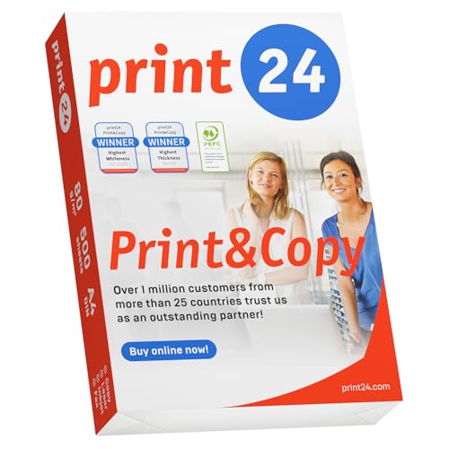 print24 Druckerpapier Kopierpapier 500 Blatt 1 x 500 A4 80g Premium Hochweiß CIE 160 Testsieger PEFC Umweltzertifikat von print24