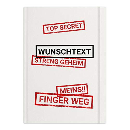 printplanet® - Notizbuch mit Name oder Text selbst gestalten - A4 Tagebuch personalisieren und bedrucken - Motiv: Top Secret von printplanet