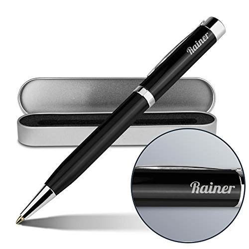 printplanet Kugelschreiber mit Namen Rainer - Gravierter Metall-Kugelschreiber von Ritter inkl. Metall-Geschenkdose von printplanet
